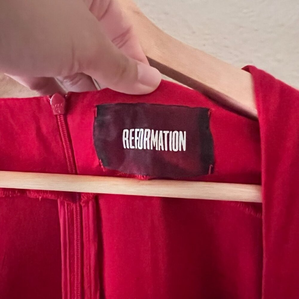 Reformation Valentine Red Sweetheart Chest Tie Mini Dress US 2 - Picture 5 of 7